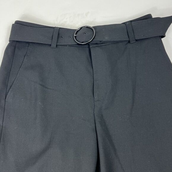 Club Monaco Black Enamel Ring Wool Blend Pants 6 NWT Ankle Straight - Picture 2 of 16